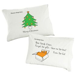 2 Piece Merry Christmas & Dear Sandy Claws Pillowcase Set in White