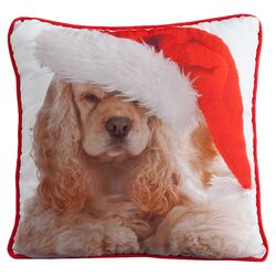 Holiday Cocker Pillow in White