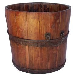 Vintage Wooden Sink Bucket in Natural