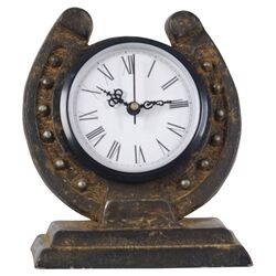 Horseshoe Metal Clock in Bronze