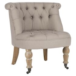 Carlin Tufted Slipper Chair in Taupe