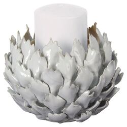 Blossom Ceramic Candlestick in White