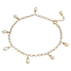 Pearl Chinese Love Anklet in Gold