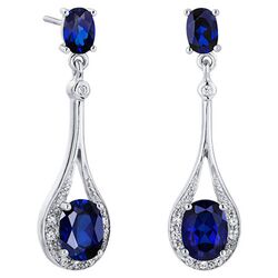 Glamorous 5 Ct. Sapphire Dangle Earring Set in Sterling Silver
