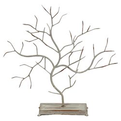 Tree Branches Decor On Stand in Rustic White