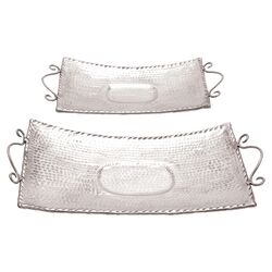 2 Piece Aluminum Tray Set in Silver