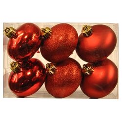 Smooth Onion 6 Piece Ornament Set in Red