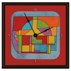 Abstract Plan Art Clock in Red