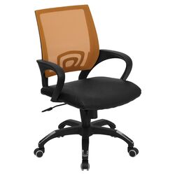 Mid Back Computer Chair in Black & Orange with Arms