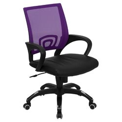 Mid Back Computer Chair in Black & Purple with Arms