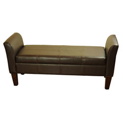Upholstered Storage Bedroom Bench in Espresso
