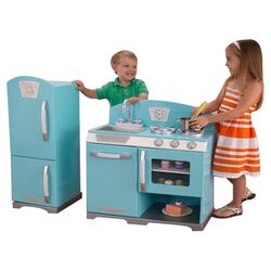 Retro Kitchen & Refrigerator in Blue