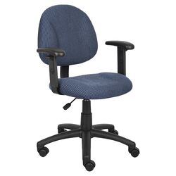 Low Back Task Chair in Blue Twill with Arms