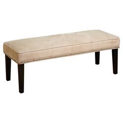 Nailhead Bedroom Bench in Beige