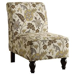 Floral Traditional Slipper Chair in Beige