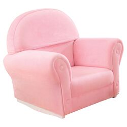 Kid's Rocking Chair in Pink Velour
