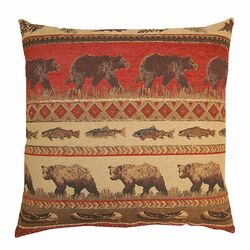 Bear Country Knife Edge Accent Pillow in Red & Tan