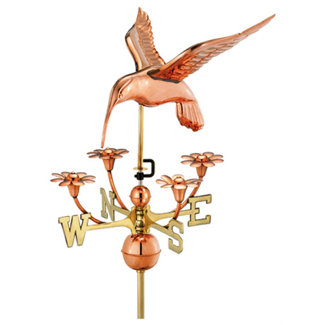 Good Directions Full Size Weathervane Hummingbird with Flowers in Polished