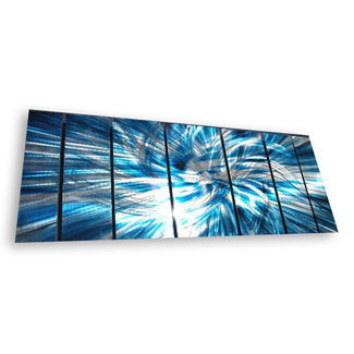 All My Walls Abstract by Ash Carl Metal Wall Art in Turquoise and White - 23.5" x 60"