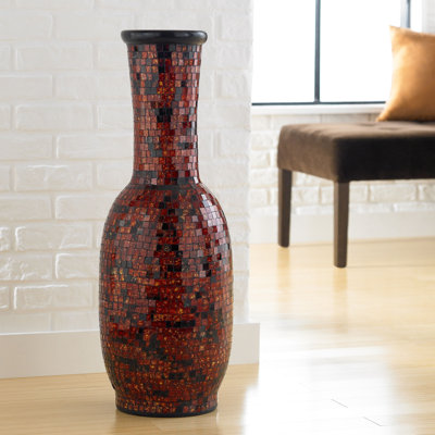 Mosaic Aged Copper Round Decorative Vase