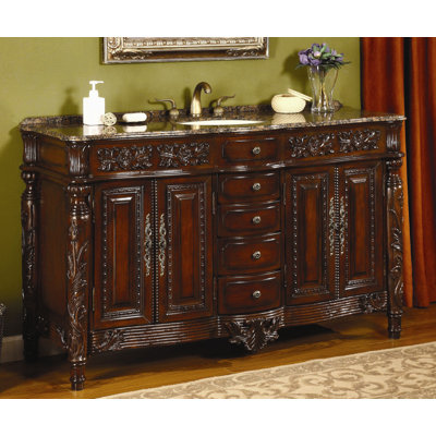 Global Treasures Manchester 62" Single Bathroom Vanity in Mahogany