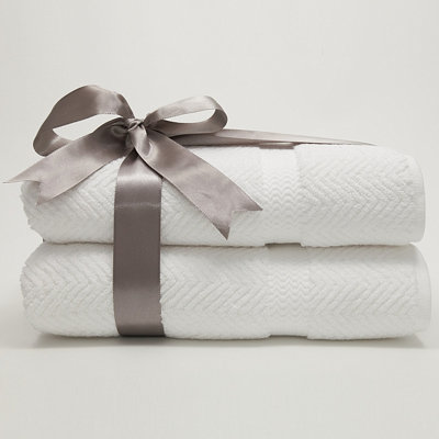 Linum Home Textiles Luxury Hotel & Spa Collection Herringbone Weave 100% Turkish Cotton Bath Towels (Set of 2)