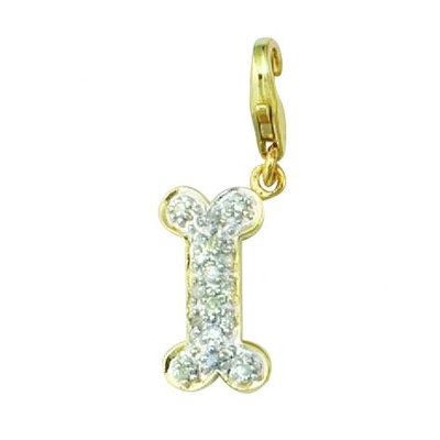14K 1.16 Grams Yellow Gold Diamond 0.08Ct Dog Bone Charm