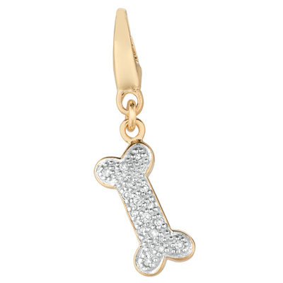 Dog Bone Charm in Gold