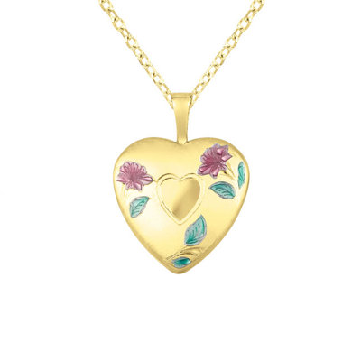 Colored Flowers Heart Locket Necklace