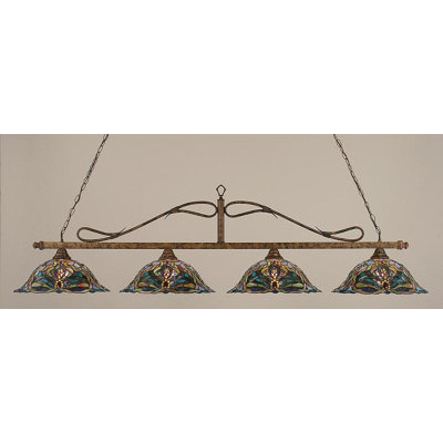Toltec Lighting 4 Light Wrought Iron Rope Kitchen Island Pendant
