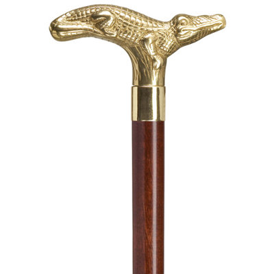 Harvy Alligator Solid Cast Brass Handle Cane