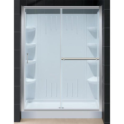 Dreamline Infinity Plus Sliding  Shower Enclosure with  Right Drain Amazon Base and Backwall