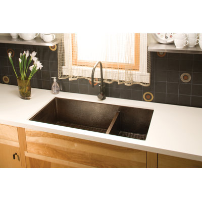Native Trails, Inc. Cocina Duet Pro Hand Hammered Copper Kitchen Sink