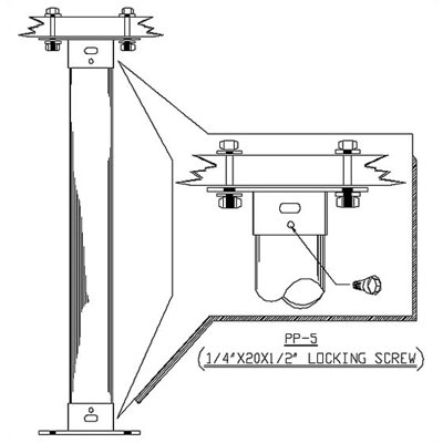 Premier Mounts 6" x 6" Ceiling Plate with 1" Coupling