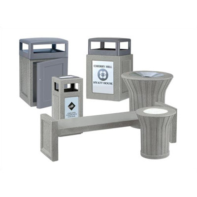 Rubbermaid Commercial Products Keystone Concrete Weather Urn and Trash Receptacle with Side Door