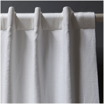 Pom Pom At Home Winston Belgian Linen Curtain Panel in White
