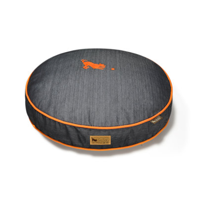 P.L.A.Y. Signature Urban Denim Round Dog Bed in Medieval Blue / Mandarin