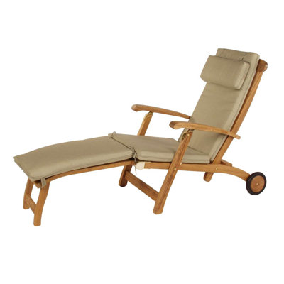 Barlow Tyrie Teak Commodore Long Wheel Steamer Lounge Chair