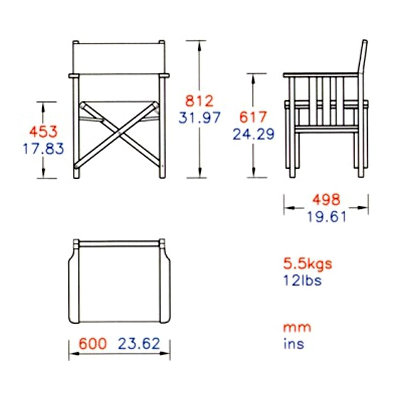 Barlow Tyrie Teak Safari Natural Folding Director Chair