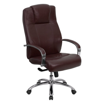 Flash Furniture High-Back Leather Office Chair with Inlay Chrome Arms