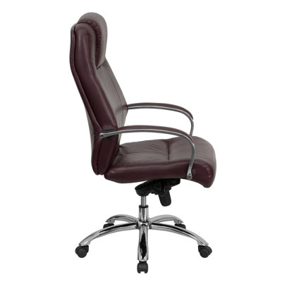 Flash Furniture High-Back Leather Office Chair with Inlay Chrome Arms