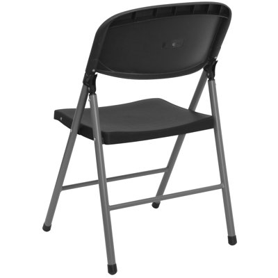 Flash Furniture Plastic Folding Chair with Charcoal Frame