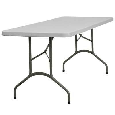 Flash Furniture Blow Molded Plastic Folding Table in Granite White