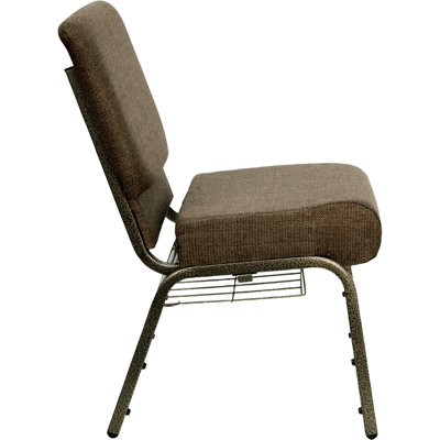 Flash Furniture Hercules Series 21'' Extra Wide Church Chair with 4'' Thick Seat and Communion Cup Book Rack