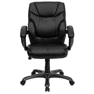 Flash Furniture Leather Executive Chair with Gun Metal Base and Thick Padded Arms