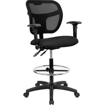 Flash Furniture Height Adjustable Drafting Stool with Curved Back