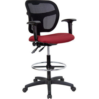Flash Furniture Height Adjustable Drafting Stool with Curved Back