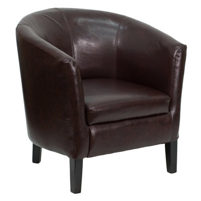 Flash Furniture Leather Barrel Shaped Reception Lounge Chair