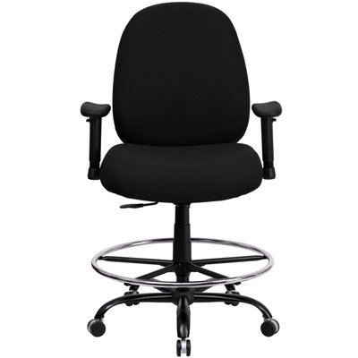 Flash Furniture Height Adjustable Hercules Series Big and Tall Fabric Drafting Stool with Arms and Extra Wide Seat