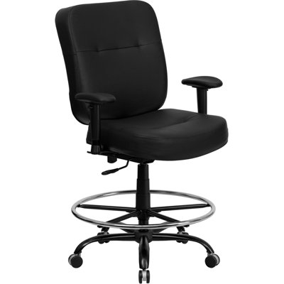 Flash Furniture Height Adjustable Hercules Series Big and Tall Drafting Stool with Arms and Extra Wide Seat